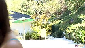 i was doin yoga in the pool then had this awsome lesbian fuck on the couch