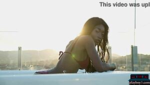 Ebony Beauty Mimi Desuka Strips Naked in Pool for Playboy