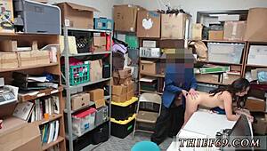 brunette teen in glasses commits felony theft