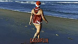 Mamãe Noel, full of desire on the beach, gives her pussy as a gift to an Instagram follower.