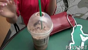 that erected pecker is perfect for her shaved vagina