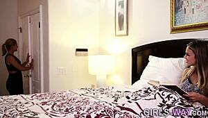 busty bound blonde lesbian babe gets wild fingering in high definition. her tied-up moans echo loud.