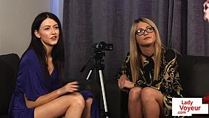 Hey ladies, show him how to jerk in lingerie!