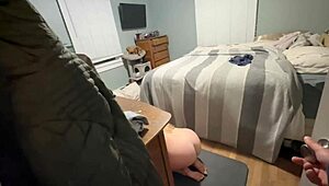 Step Sister Moans While Teasing Cock and Getting Spanked