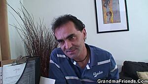 Threesome Office Action with Granny Taking Double Penetration at Work. Wild Group Scene Unfolds!