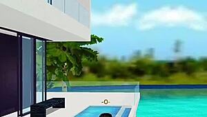 Exploring Greystone Mansion With Interracial Characters In An Anime Cartoon Style