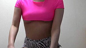 Hidden camera captures Asian girl's natural tits downblouse