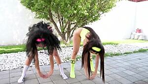 Helena Danae in passionate lesbian action with her friend!