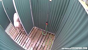 Blonde milf clueless about spy cam. Outdoor solo caught in high definition.