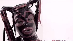 Fetish Shemale In Latex Suit And Mask Fucks