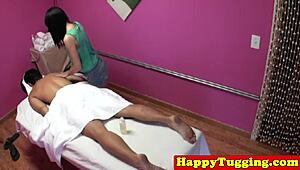 Ethnic Masseuse Caught Jerking on Hidden Spycam Footage