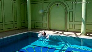 jessica lincoln, small 18+ tatted russian teen, splashing in the pool. she’s teasing with every move outdoors.