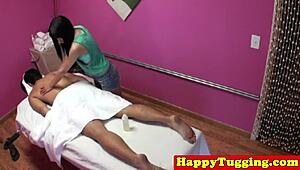 Ethnic Masseuse Caught Jerking on Hidden Spycam Footage