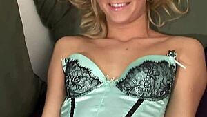 18 Year Old Blonde Czech Teen Fingers Pussy in First Porn