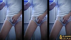 mexican amateur gets erection in white underwear solo
