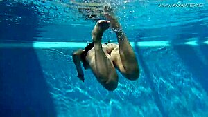 jessica lincoln, small 18+ tatted russian teen, splashing in the pool. she’s teasing with every move outdoors.