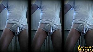 mexican amateur gets erection in white underwear solo