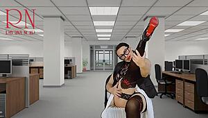 naked secretary seduces her boss shows her pussy tits and cunt.