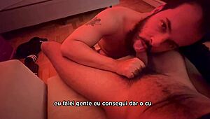 homem barbudo chupa 41 paus, incluindo 24, 25 e 26 mamadas
