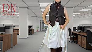 naked secretary seduces her boss shows her pussy tits and cunt.