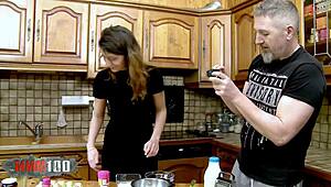 Whoa! This food and sex orgy with Melany Furie getting every hole pounded in the kitchen is wild! 🍆💦