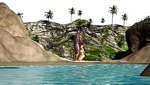 Wild beach sex with big black man pounding ebony babe