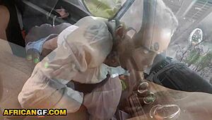 African Gf Riding Hard On Tight Black Pussy In Car