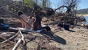 White Wife Takes Big Black Cock at Beach, Nearly Caught by Cuckold Husband!