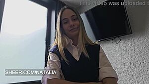 the schoolgirl betrays she sucks cock when she comes home with reddened knees