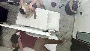 so, this real video shows a masseur banging a wife next to her husband