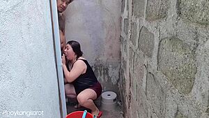 Hey, Filipina babe got banged hard after bathing outside house