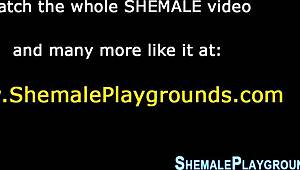 Wow, sjekk denne fetisj shemale som dekker seg i sæd!