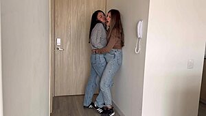 Colombian Lesbian Lovers Tribbing in Jeans During Affair