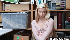 Having Hard Sex with Tiny Tits Shoplifter Riley Star in My Office, Blowjob and Ass 😈