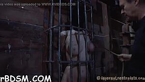 Adorable blonde slave masturbates her perfect pussy with sex toy