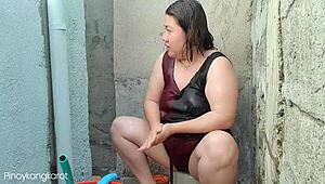 Hey, Filipina babe got banged hard after bathing outside house