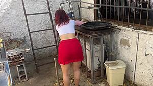 Got Home and Saw My Stepdaughter Washing Clothes in a Skirt, Couldn’t Resist Her Big Ass