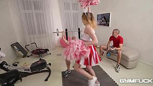 Man, I swear, gym sesh with cheerleader Angel Emily got wild... her ass totally wrecked by two dicks!