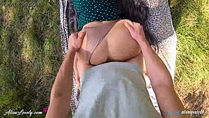 Risky Outdoor Sex Near The Lake Finished With Cum On Big Ass In The Panties - Alisa Lovely