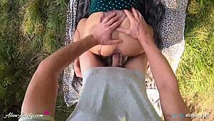 Risky Outdoor Sex Near The Lake Finished With Cum On Big Ass In The Panties - Alisa Lovely