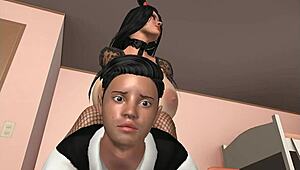 Elder sister catches stepbrother watching porn, then fucks him.