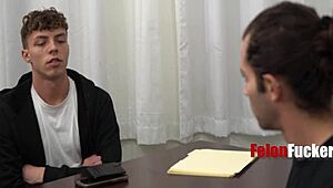 Rough garage punishment for twink burglar.