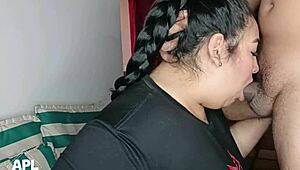 gym instructor helps with intense cardio workout for busty brunette