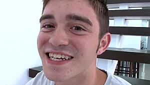 his first monster cock is huge and ready for blowjob