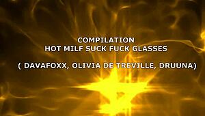 Hot milf sucks big dick with glasses