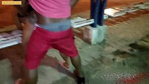 Guy Can’t Pay Hotel, Bangs Two Girls in Public Square. Wild Night After Party in Small Town!