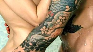 wam massage babe laps up jizz in steamy group session