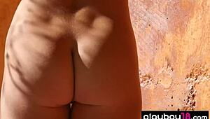 gia ramey performs a classy outdoor striptease, revealing her shaved pussy and big tits