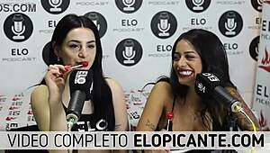 Bisexual lesbians kissing and playing with lollipop