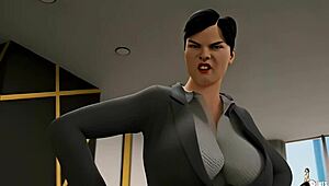 thick lesbian exec seduces boss with curves for office promotion